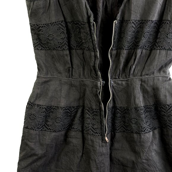 Vintage Victorian style Lou‑Ette Gothic Black Cotton Lace Dress Steampunk Vibe - Picture 4 of 11